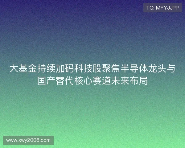 大基金持续加码科技股聚焦半导体龙头与国产替代核心赛道未来布局